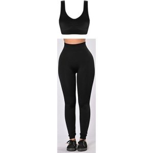 Bra Top + High-Waist Leggings - Black